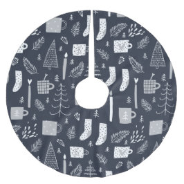 Hygeblåvita mysiga strumpor mugg träd julgransmatta borstad polyester