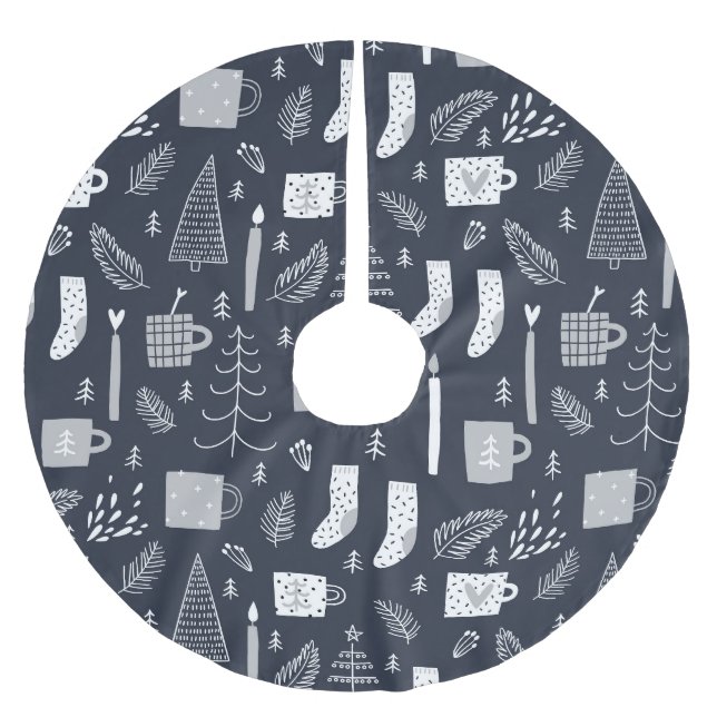 Hygeblåvita mysiga strumpor mugg träd julgransmatta borstad polyester (Framsidan)