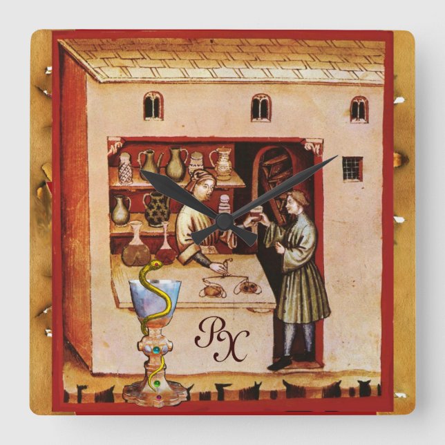 HYGEIA MONOGRAM Läkemedel, farmaci Fyrkantig Klocka (Framsida)