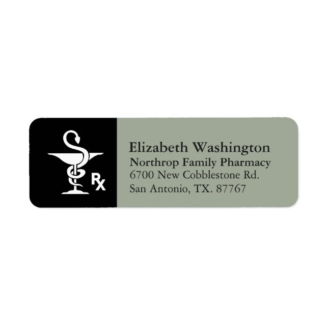 Hygenia Symbol (farmakologi Bowl) Returadress Etikett (Framsidan)