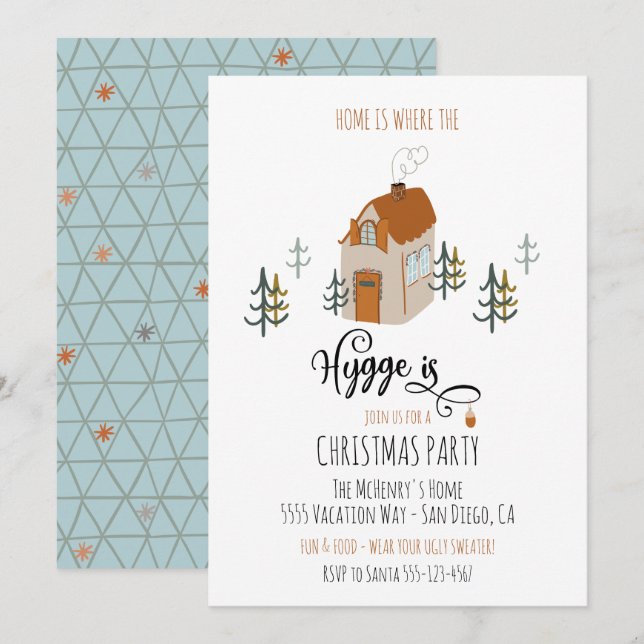Hygge är jul Party i Hygge Inbjudningar (Fram/baksida)