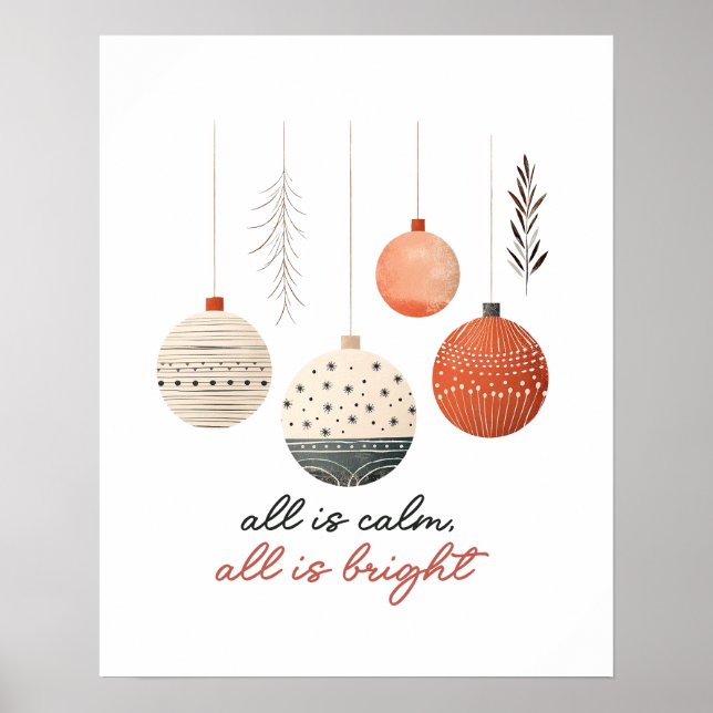 Hygge Baubles All is Lugn All is Bright Poster (Framsidan)