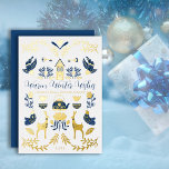 Hygge Blue | Gult Unik Winter Önskemål<br><div class="desc">Perfekt för dina firmor,  små företag eller personliga vintersemesterfirmor,  denna unika "Warm Winter Önskemål"-film i guld och blå design har en mängd hygge-stil-grafik som är arrangerad i ett unikt mönster som är mysigt och glatt. Sammansatt design efter Helgdag Hearts-design.</div>
