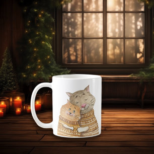 Hygge Cat Hugs Snuggles in Warm Winter Sweaters Kaffemugg