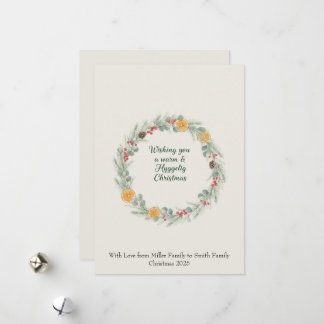 Hygge Christmas Wreath Card — Holiday Greetings Julkort