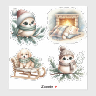 Hygge Cottagecore cozy winter Vinyl Sticker Klistermärken
