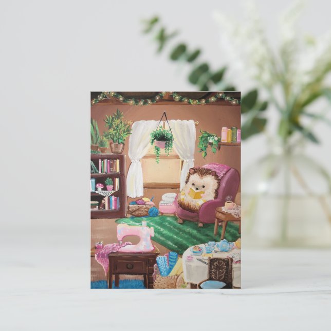 Hygge Hedgehog Vykort (Stående Fram)