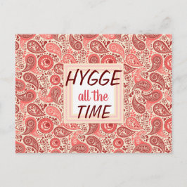 HYGGE hela tiden Mysig Rosa Paisley Vykort