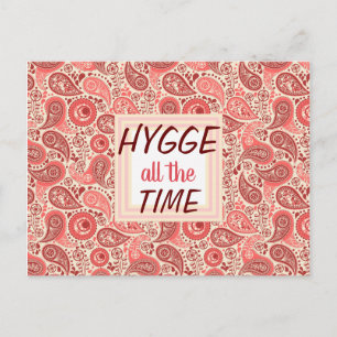 HYGGE hela tiden Mysig Rosa Paisley Vykort