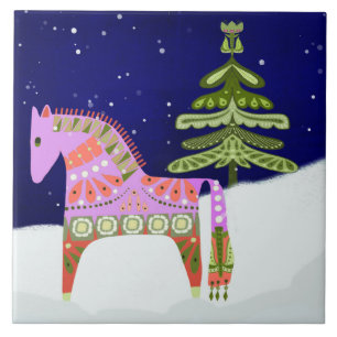 Hygge Horse and Träd Trivet Kakelplatta