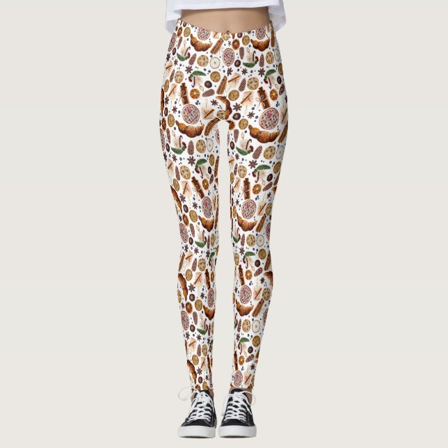 Hygge jul Cookie Mönster Leggings (Framsida)