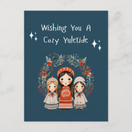 Hygge jul Mor och döttrar Utandning Helg Vykort