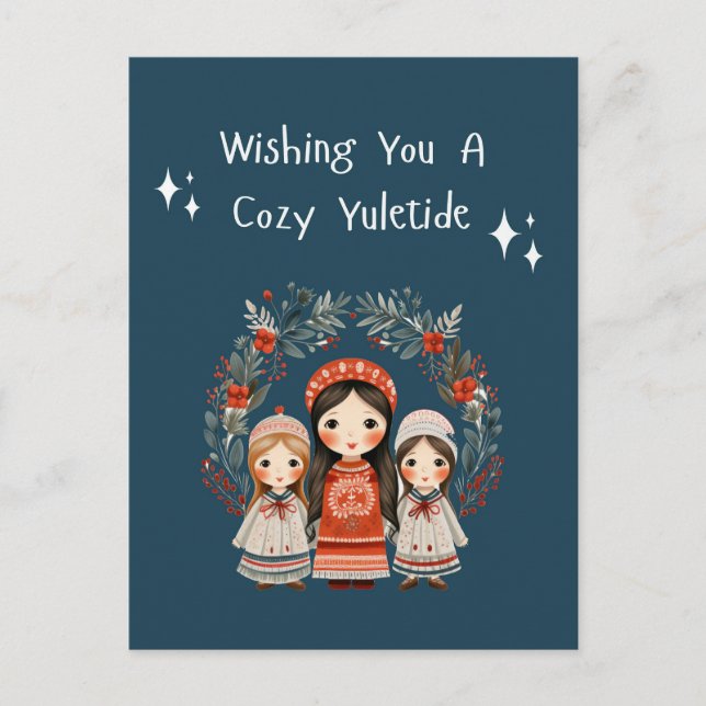 Hygge jul Mor och döttrar Utandning Helg Vykort (Framsida)