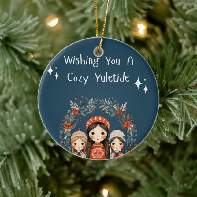 Hygge jul Mor och döttrar Utandning Julgransprydnad Keramik (Träd)