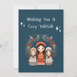 Hygge jul Mor och döttrar Utandning Julkort