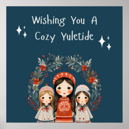 Hygge jul Mor och döttrar Utandning Poster