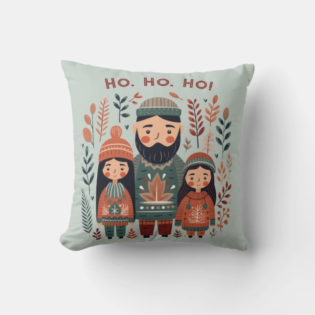 Hygge Julskandinaviska Mysiga familjen Kudde (Framsida)