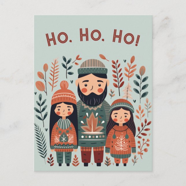 Hygge Julskandinaviska Mysiga familjen Vykort (Framsida)