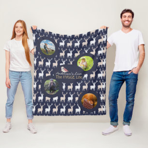 HYGGE Life Mysigt Stag Photo Blanket Navy Blue Fleecefilt