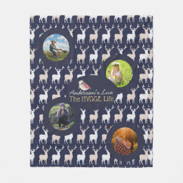 HYGGE Life Mysigt Stag Photo Blanket Navy Blue Fleecefilt