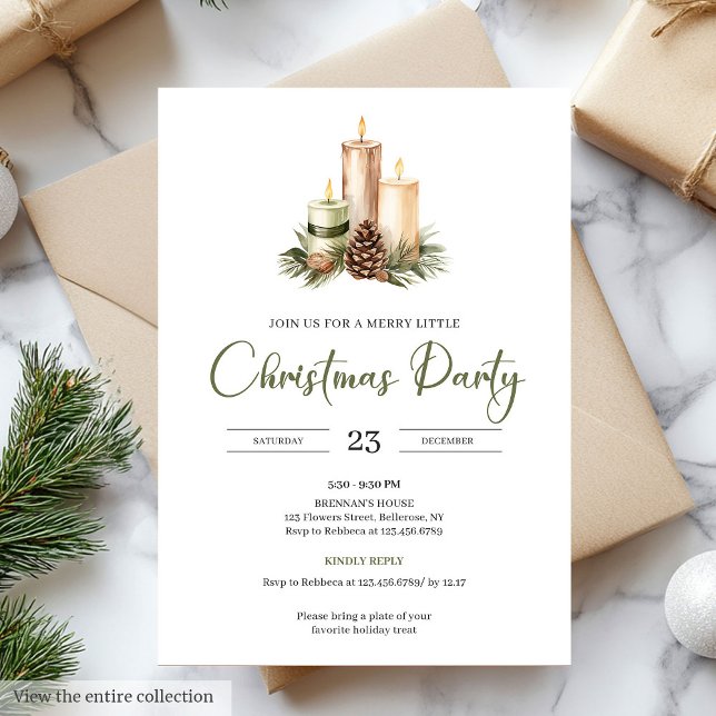 Hygge Minimal Sage Green Nordic Christmas Party Inbjudningar (Hygge Minimal Sage Green Nordic Christmas Party Invite)