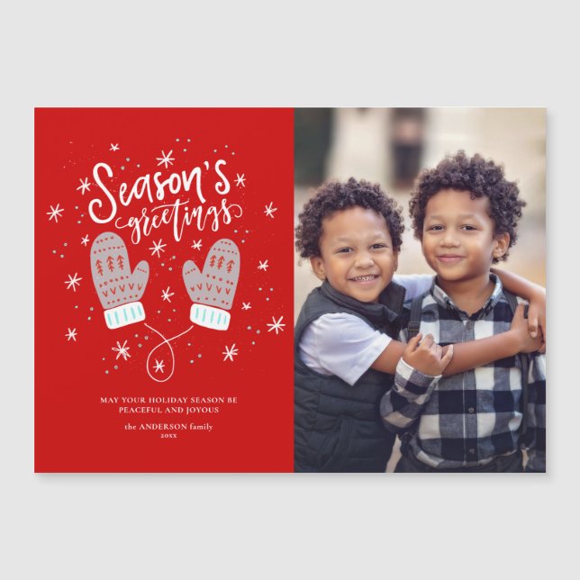 Hygge Mittens jul-Helgdag Magnetiskt kort (Framsida)