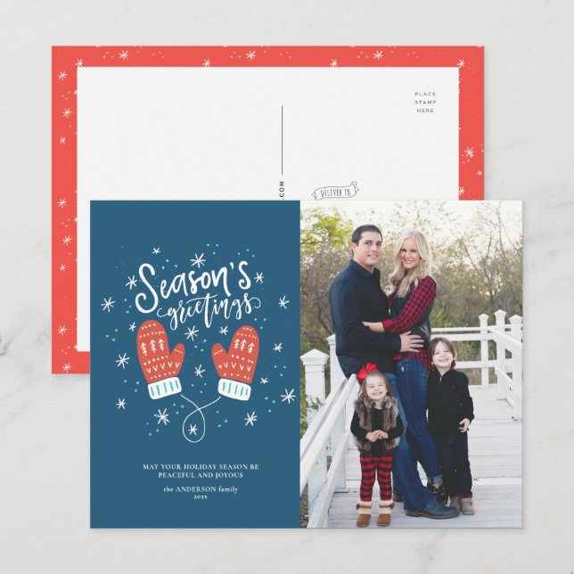 Hygge Mittens julvykort för Helgdag Helg Vykort (Fram/baksida)