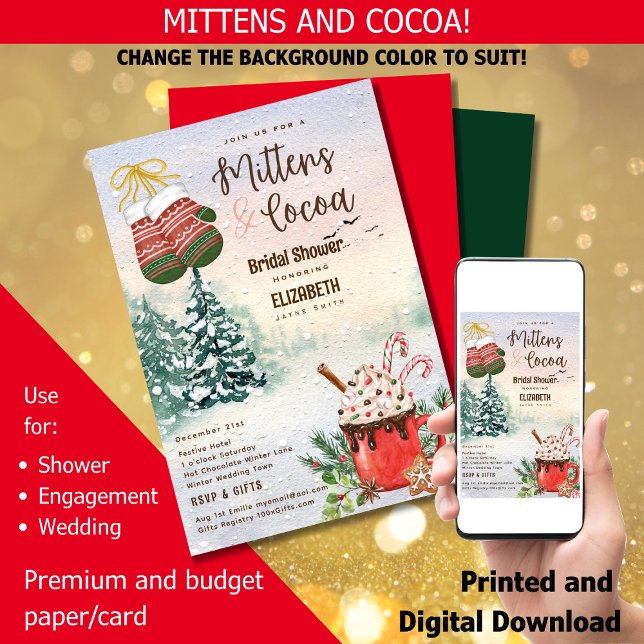 Hygge Mittens och Cocoa Winter Möhippa Inbjudningar (Skapare uppladdad)