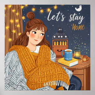 Hygge Mysigt ljus nattfirma Poster