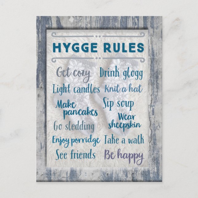 Hygge regler vykort (Framsida)