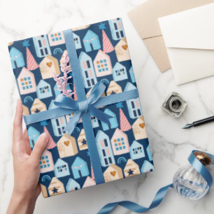 Hygge Scandinavian Nordic Houses jul mönster Presentpapper