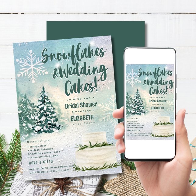 Hygge Snöflingor och Bröllop Cake Möhippa Inbjudningar (Available as Digital Download or Printed! Make savings on shipping and postage.)