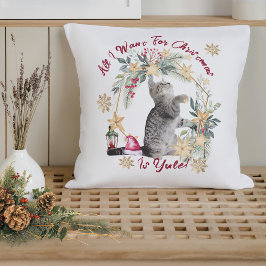 Hygge Tabby Katt Julkudde – Festlig Krans Kudde