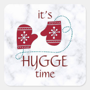 Hygge Time Nordic Red Mittens Vintage Fyrkantigt Klistermärke