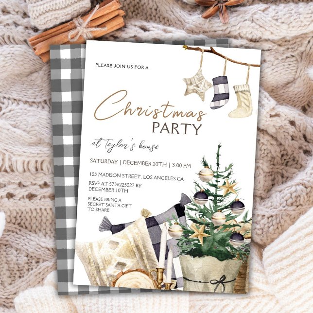 Hygge Watercolor Träd | Julfest - inbjudan (Skapare uppladdad)