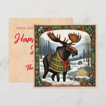 Hygge Winter Moose Helgdag Card
