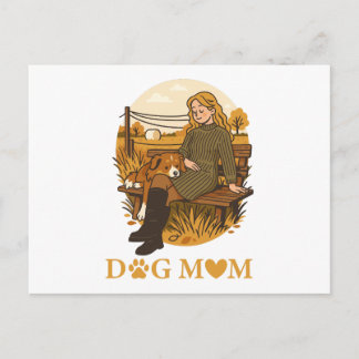 Hyggligt ögonblick för hundmamma och hennes sällsk vykort