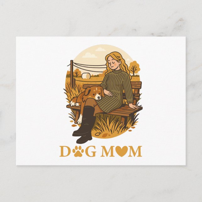Hyggligt ögonblick för hundmamma och hennes sällsk vykort (Framsida)