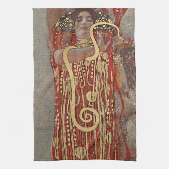 Hygieia av Gustav Klimt, Vintage Art nouveau Kökshandduk (Vertikal)