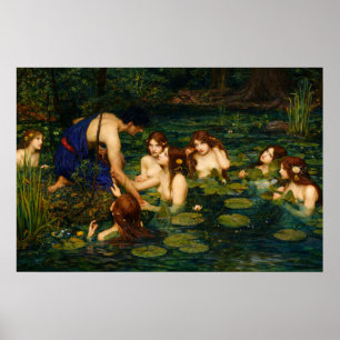 Hylas och nymferna av John William Waterhouse Poster