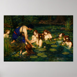 Hylas och nymferna av John William Waterhouse Poster