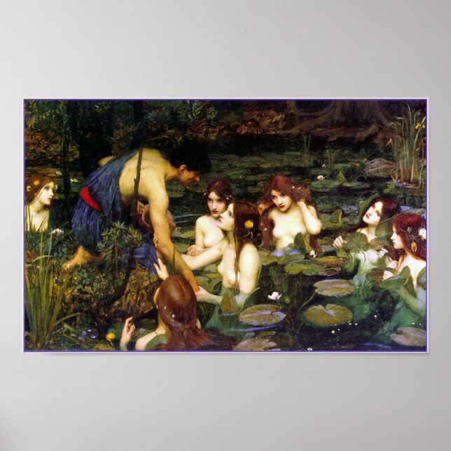 Hylas och Nymphs av John Waterhouse Poster (Framsidan)