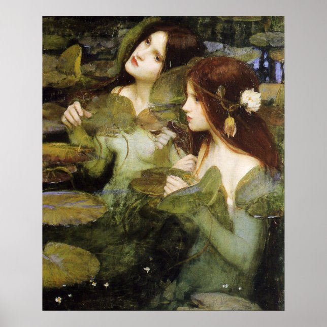 Hylas och Nymphs Poster av John W. Waterhouse (Framsidan)