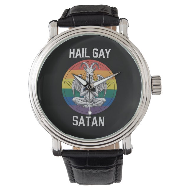 Hyll Satan Funny Goth Gothic Get LGBTQ Armbandsur (Framsida)