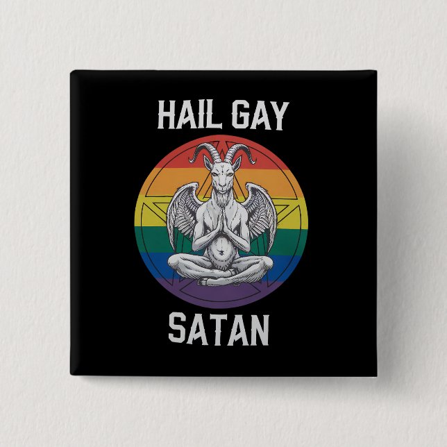 Hyll Satan Häftig Rolig Goth Gotisk Gett LGBTQ Knapp (Framsida)