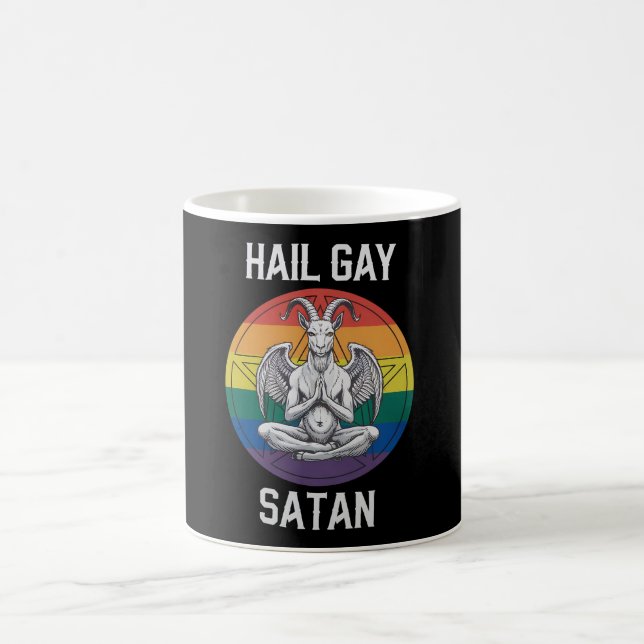 Hyll Satan rolig goth gotisk get LGBTQ Kaffemugg (Center)