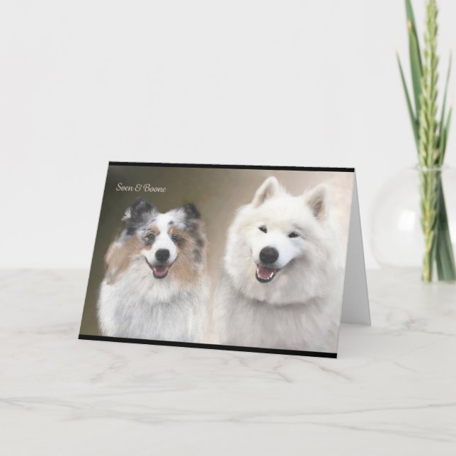 Hylla och Samoyed Greeting Card; NSR-support Kort (Framsida)
