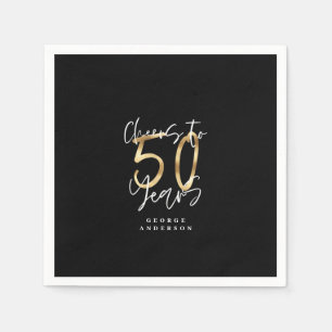 hyllar 50 år modern svart och guld pappersservett