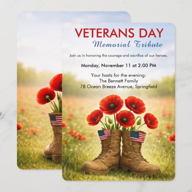 Hyllar Hjältar | Invitation till Veterans Day-hyll Inbjudningar (Fram/baksida)