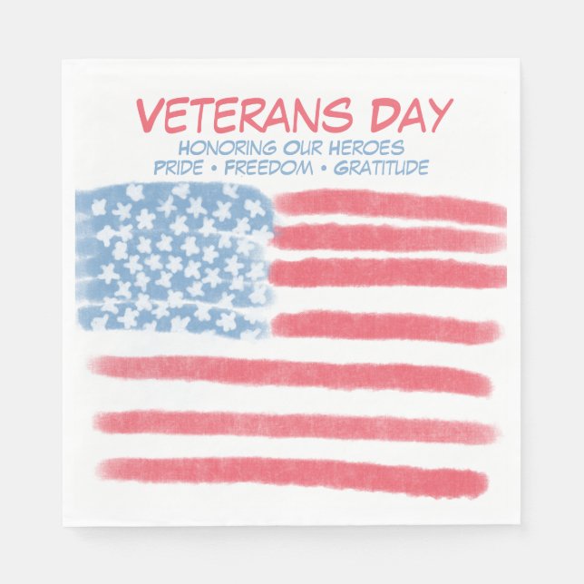 Hyllar Hjältar | Veterans Day Firande Pappersservett (Framsidan)